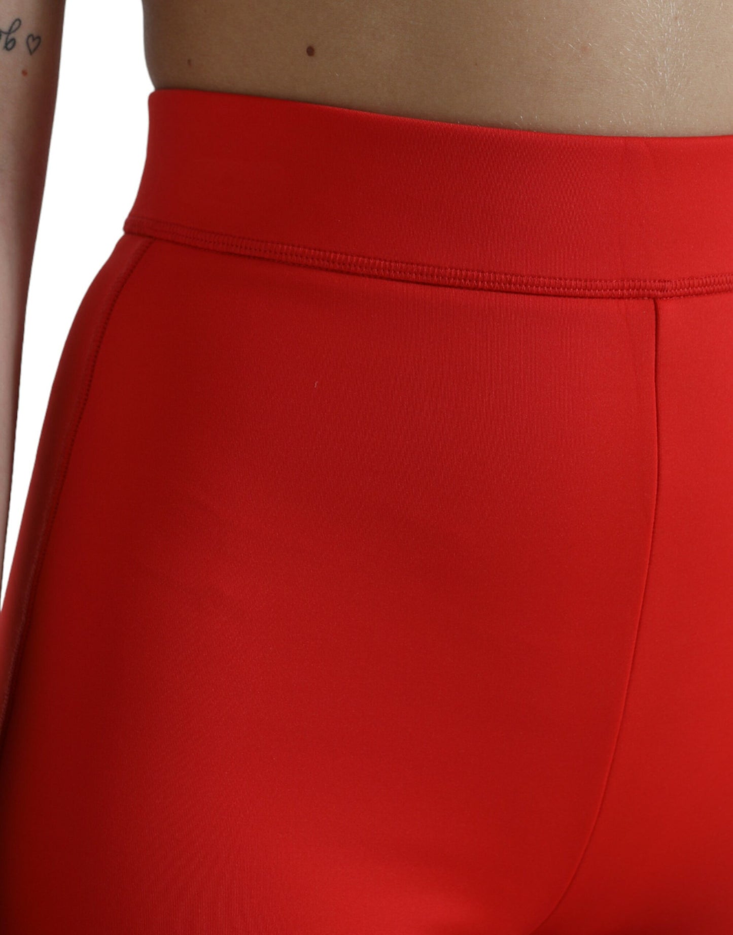 - Elegant High Waist Red Leggings