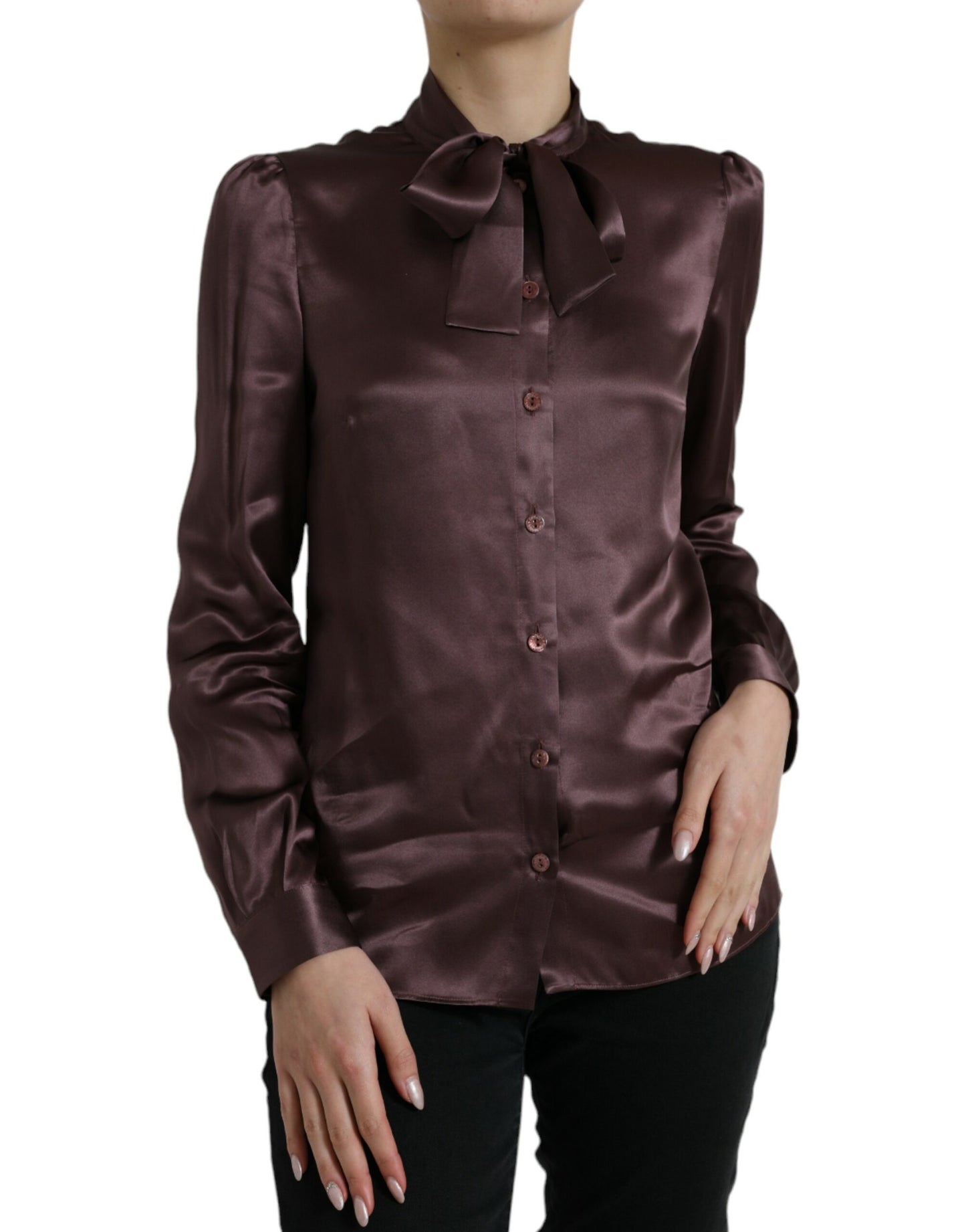 - Elegant Silk Ascot Collar Blouse