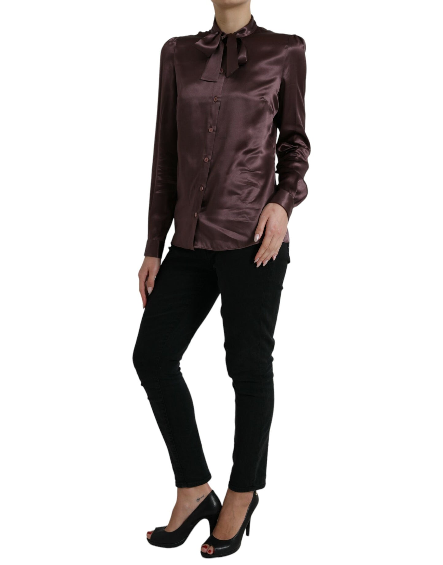 - Elegant Silk Ascot Collar Blouse
