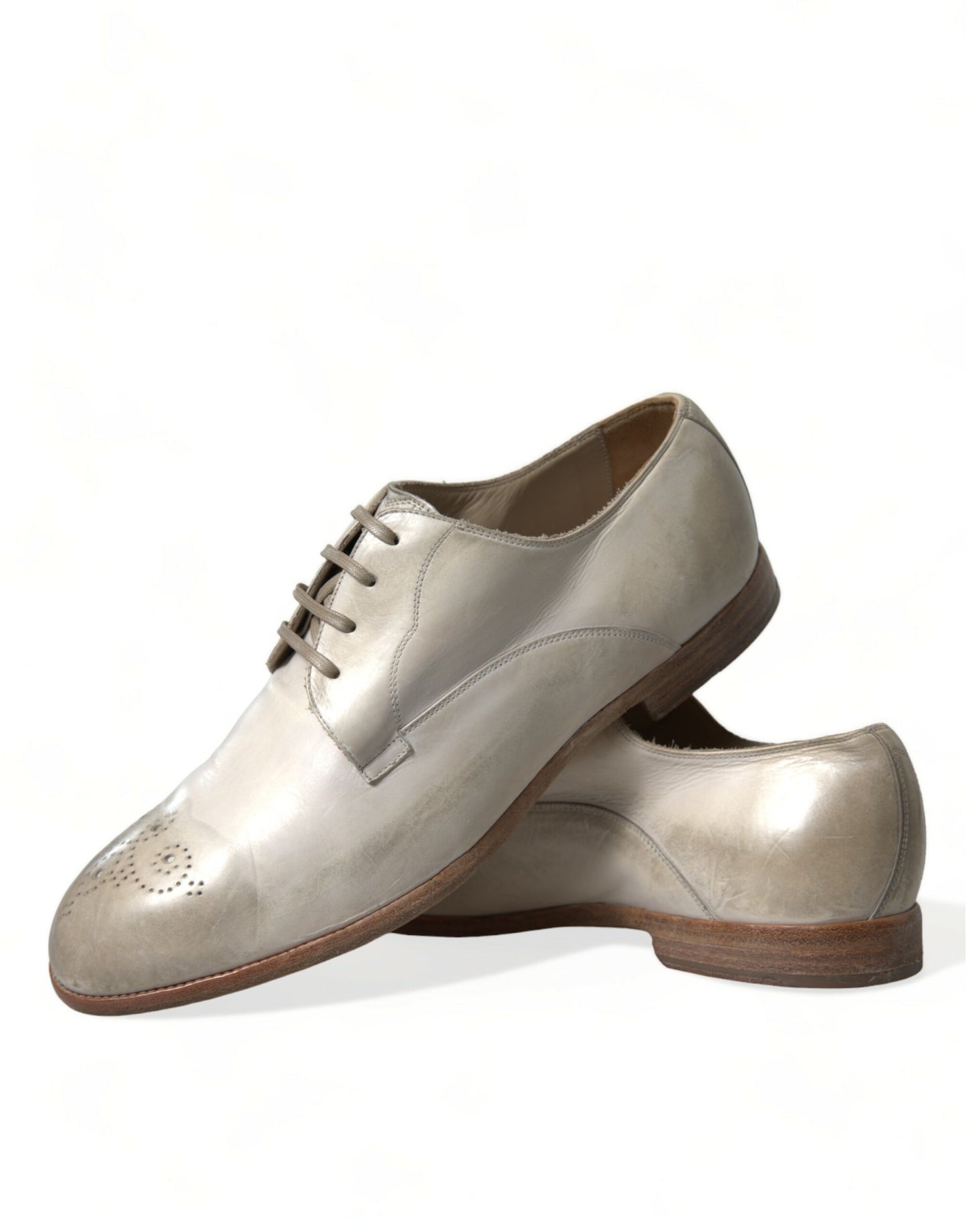 - Elegant White Calfskin Derby Shoes
