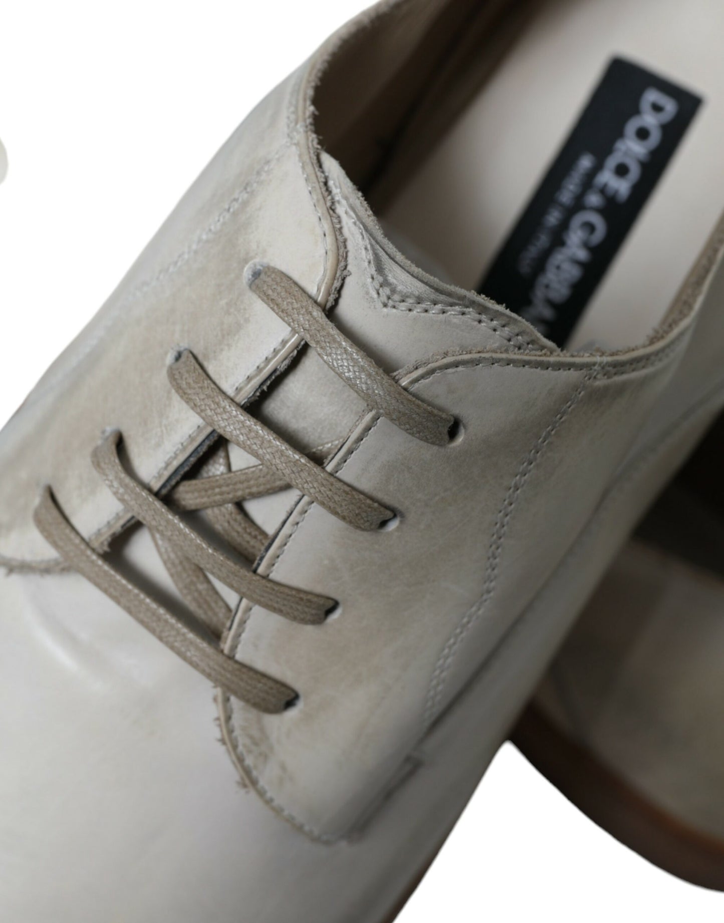 - Elegant White Calfskin Derby Shoes