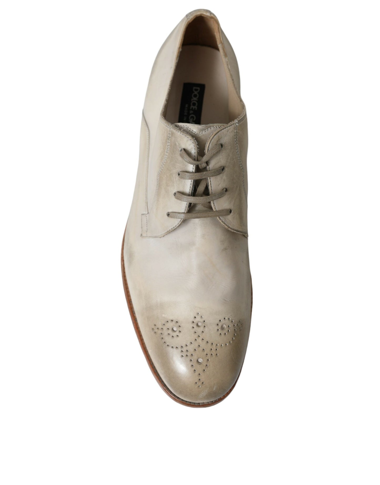 - Elegant White Calfskin Derby Shoes
