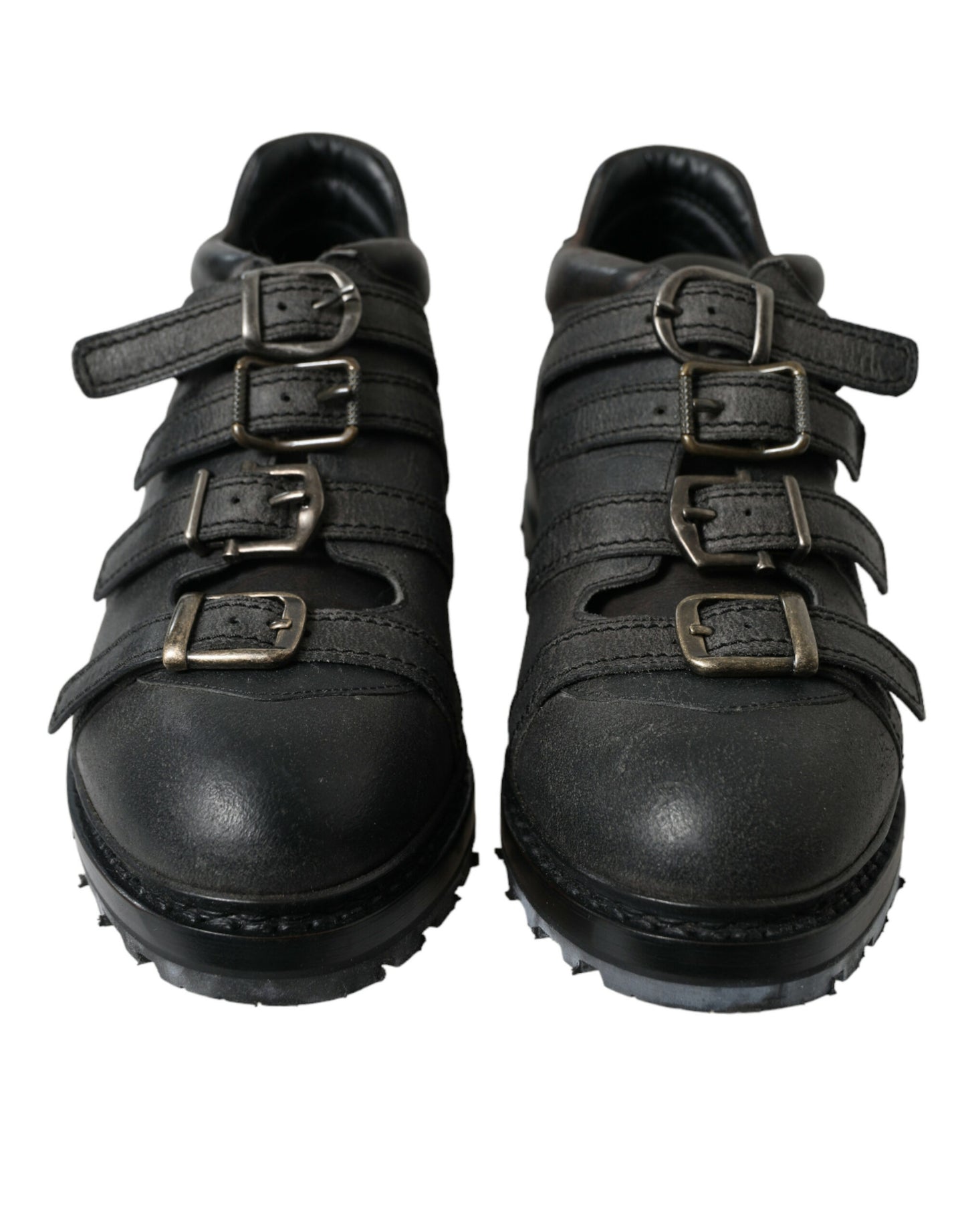 - Black Leather Ankle Strap Boots
