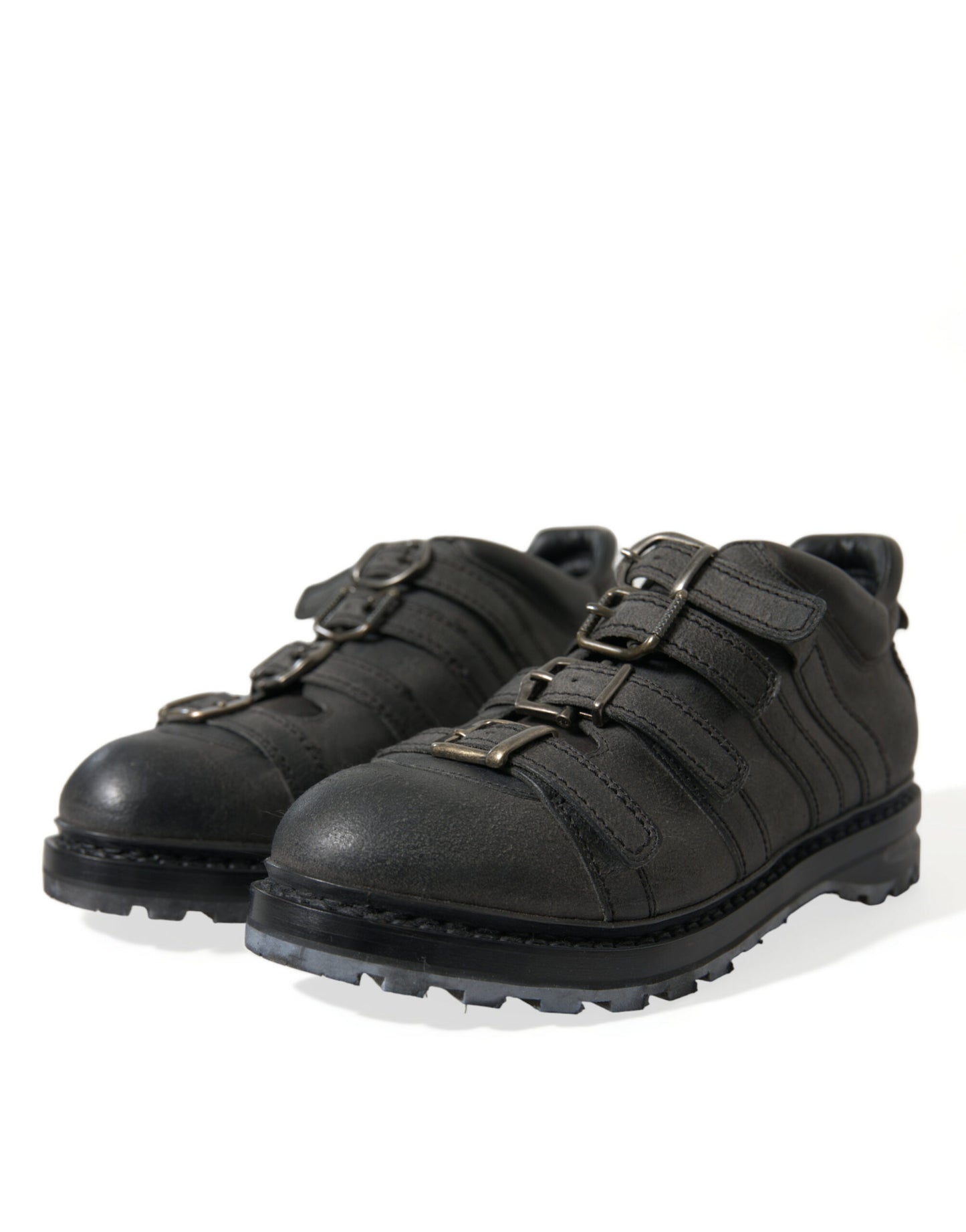 - Black Leather Ankle Strap Boots