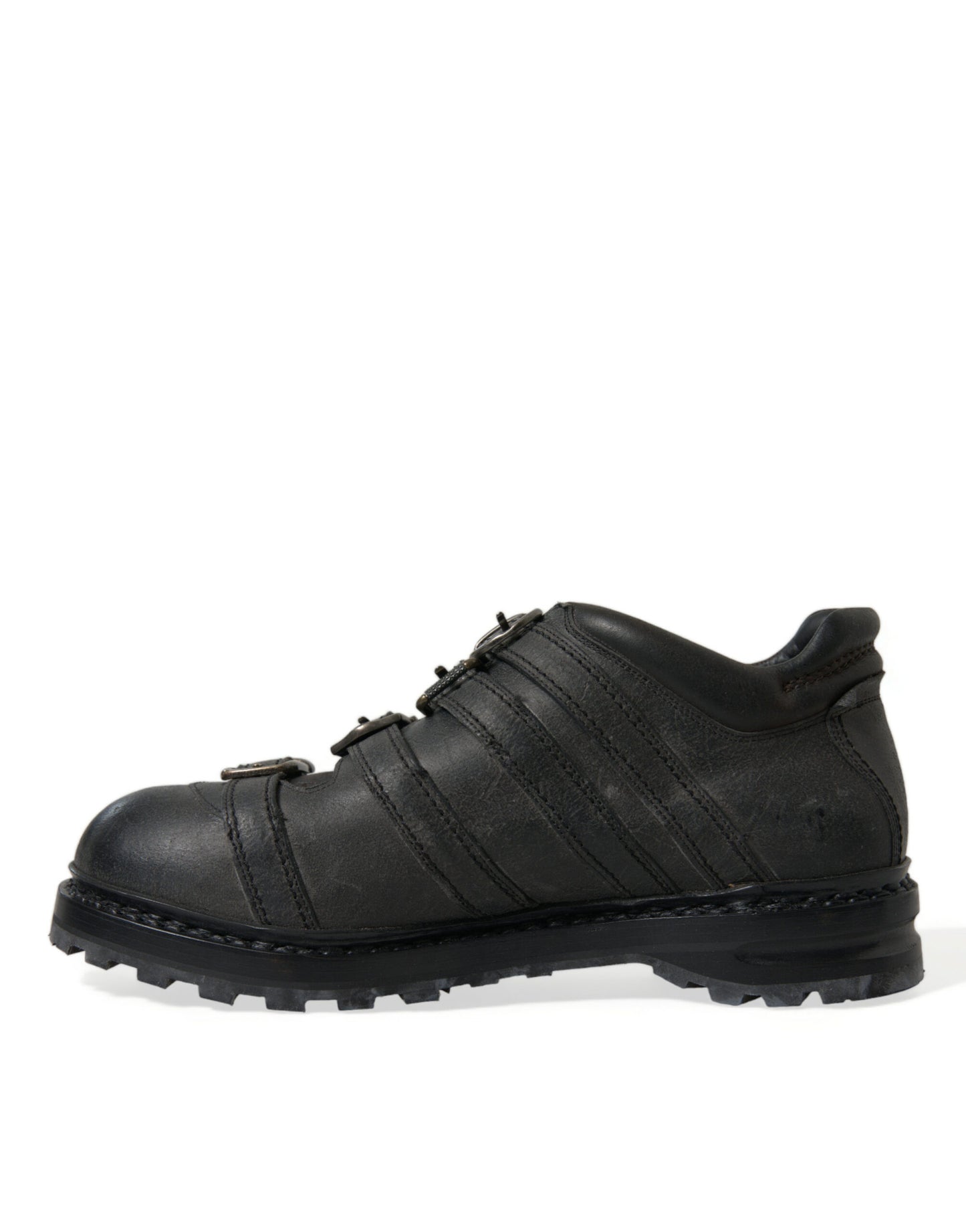 - Black Leather Ankle Strap Boots