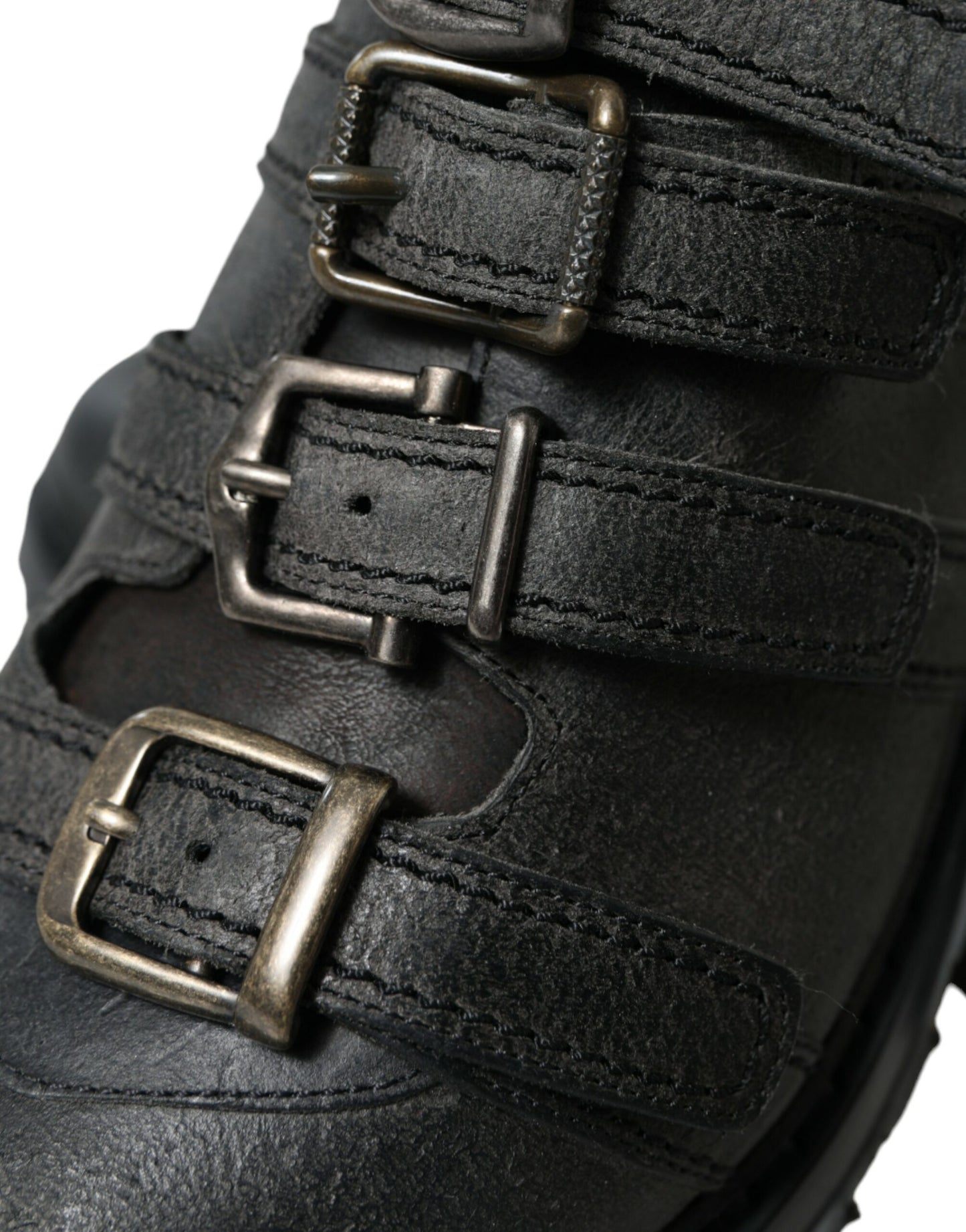 - Black Leather Ankle Strap Boots