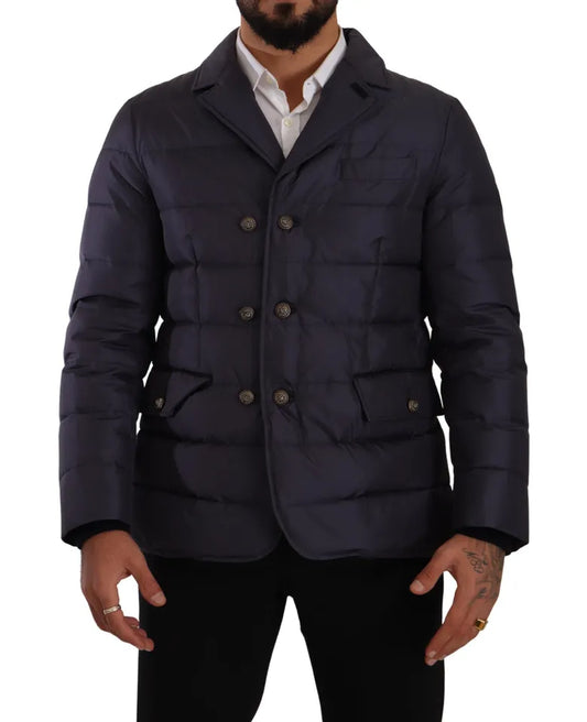 - Elegant Dark Blue Silk Blend Jacket