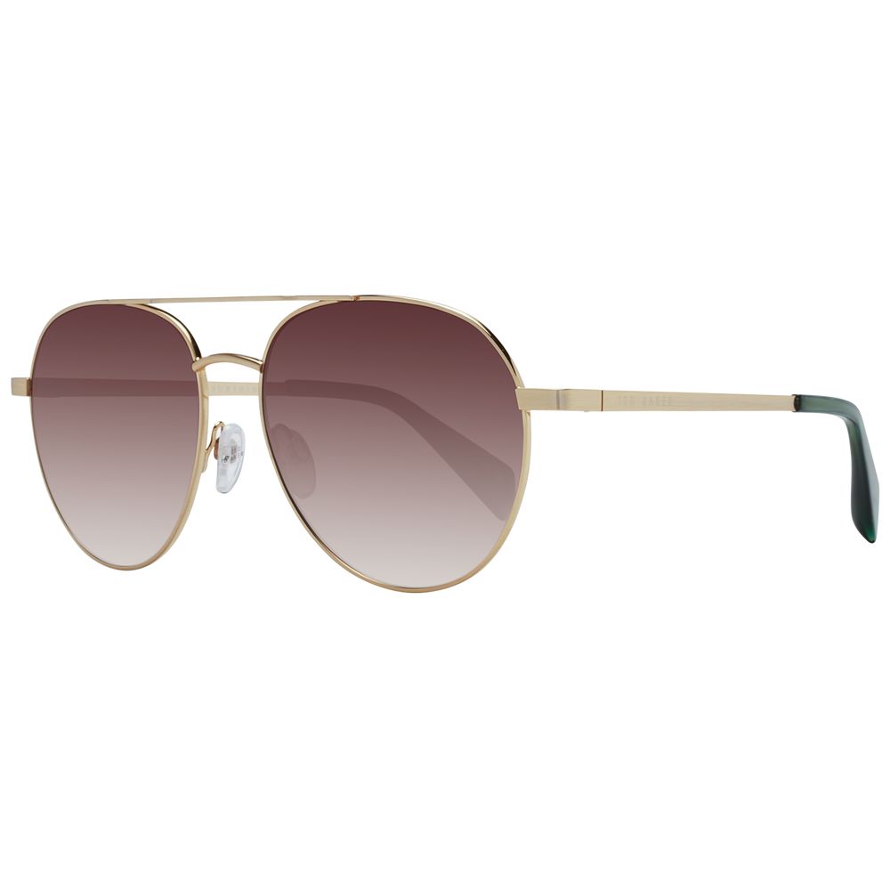 Ted Baker Gold Men’s Sunglasses – Aviator Frame with Brown Gradient Lenses, 57mm