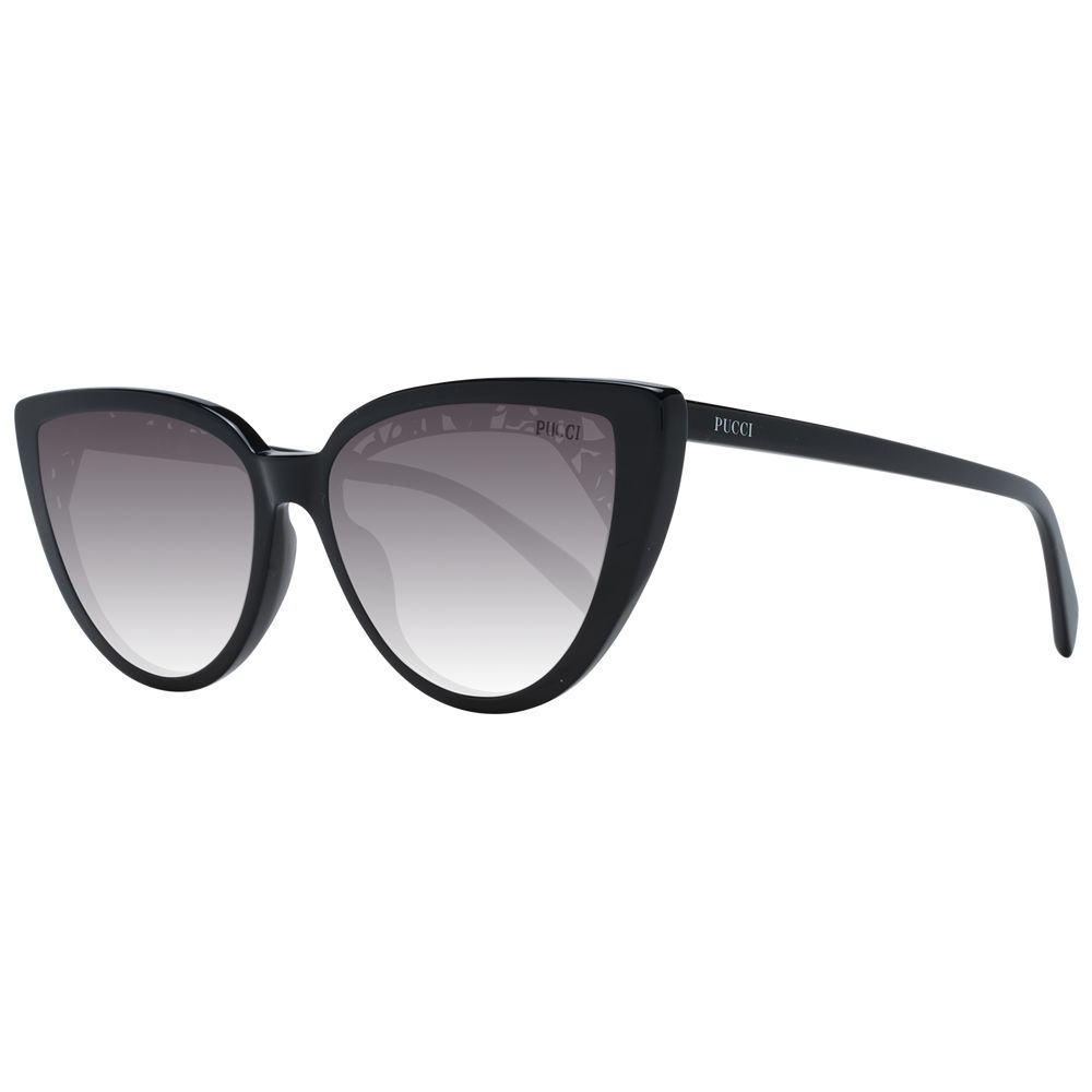Emilio Pucci Women's Sunglasses – Black Cat Eye Frame with Grey Gradient Lenses, 58mm