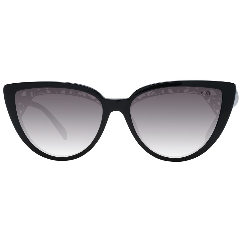 Emilio Pucci Women's Sunglasses – Black Cat Eye Frame with Grey Gradient Lenses, 58mm