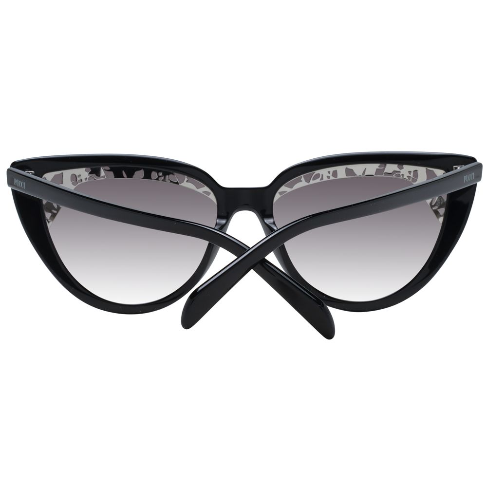 Emilio Pucci Women's Sunglasses – Black Cat Eye Frame with Grey Gradient Lenses, 58mm