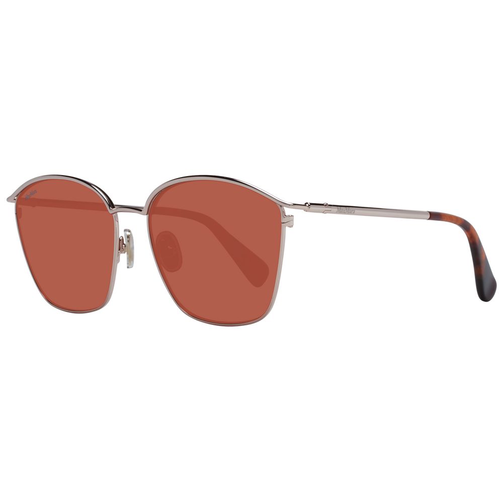 Max Mara Women’s Sunglasses – Rose Gold Rectangle Frame with Brown Lenses, 55mm