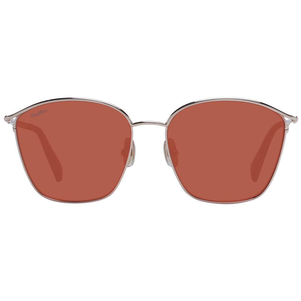 Max Mara Women’s Sunglasses – Rose Gold Rectangle Frame with Brown Lenses, 55mm