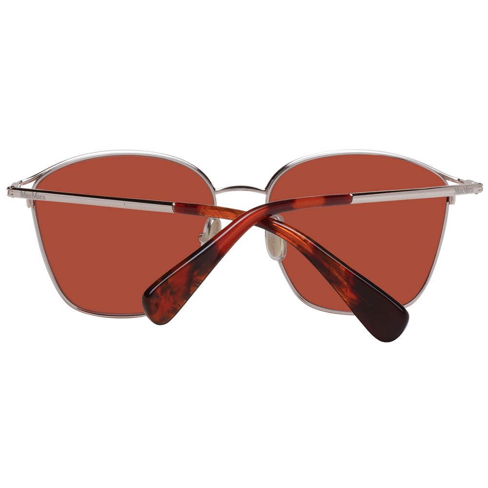 Max Mara Women’s Sunglasses – Rose Gold Rectangle Frame with Brown Lenses, 55mm