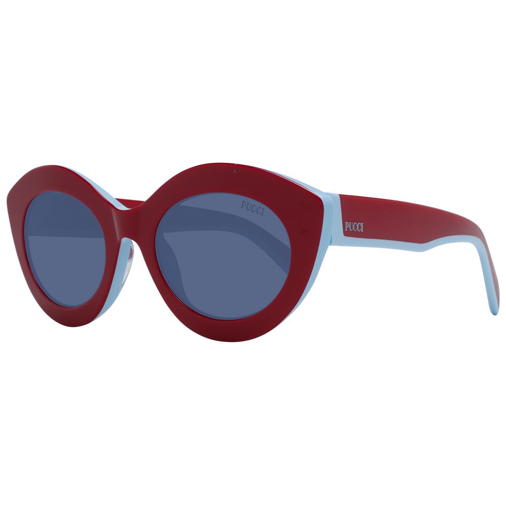 Emilio Pucci Women's Sunglasses – Red Full-Rim Cat Eye with Blue Lenses, 53mm