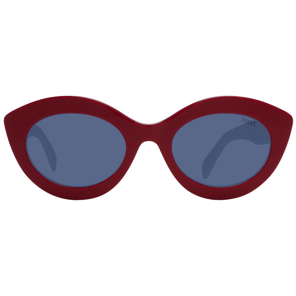 Emilio Pucci Women's Sunglasses – Red Full-Rim Cat Eye with Blue Lenses, 53mm