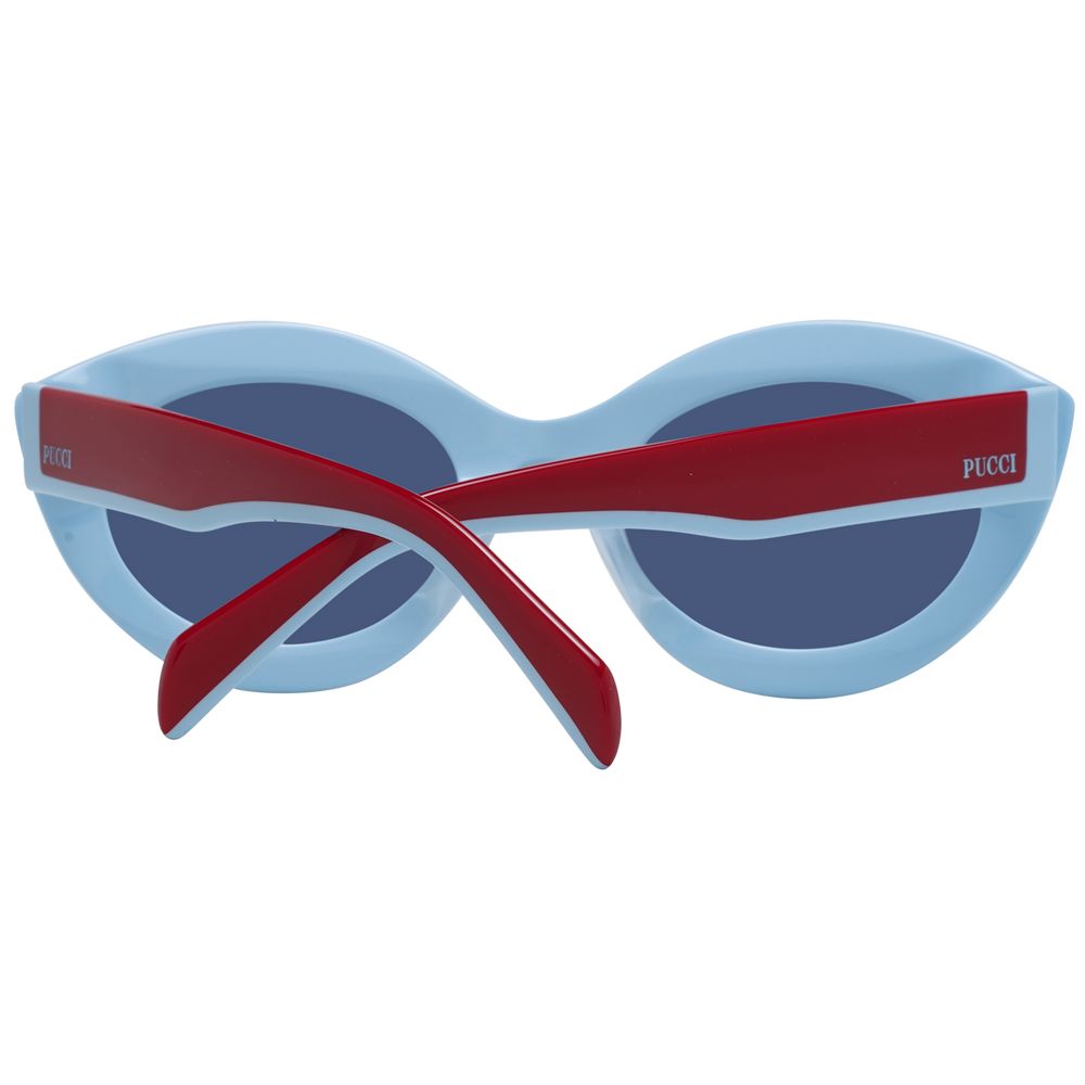 Emilio Pucci Women's Sunglasses – Red Full-Rim Cat Eye with Blue Lenses, 53mm