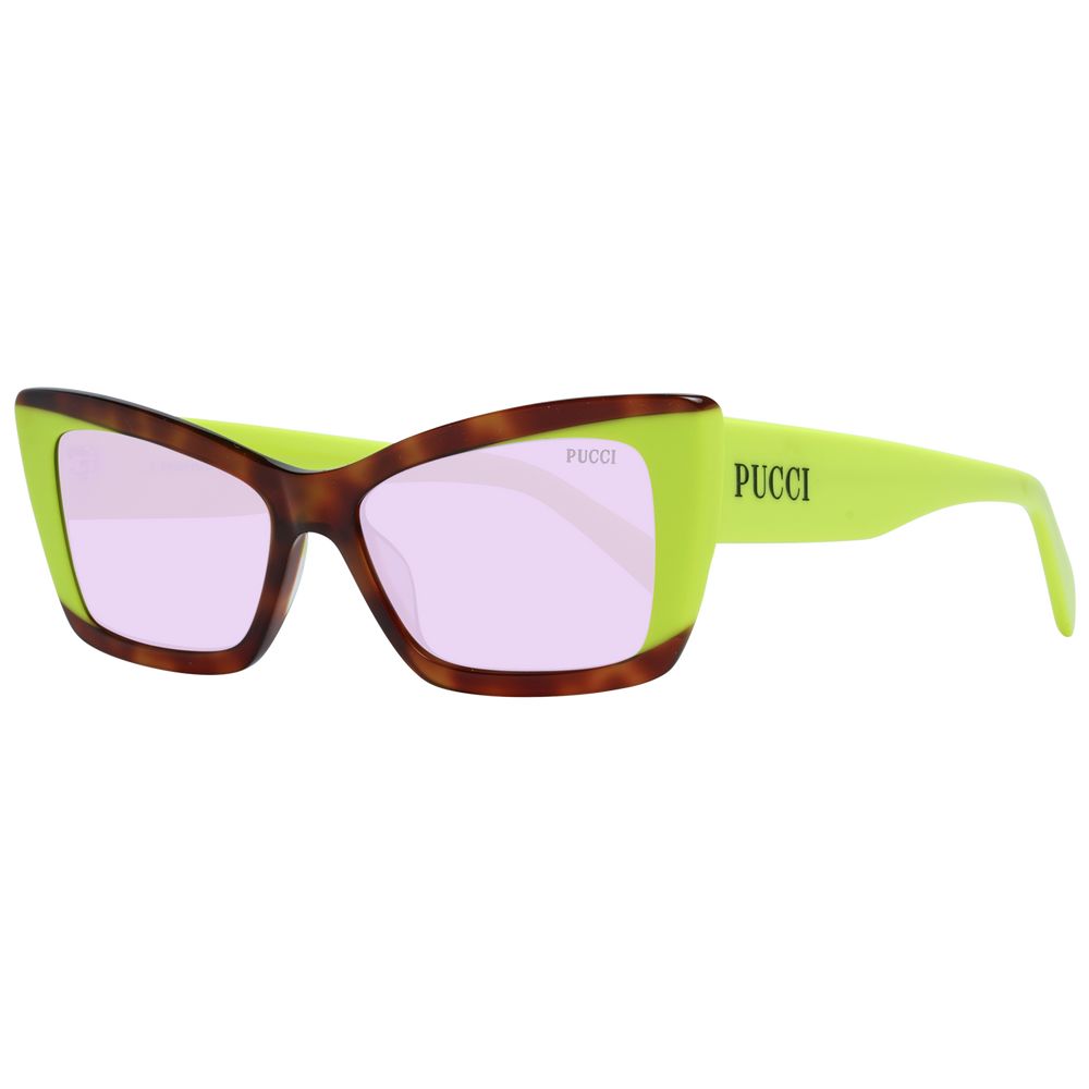 Emilio Pucci Women’s Sunglasses – Multicolor Full-Rim Frame with Purple Lenses, 54mm