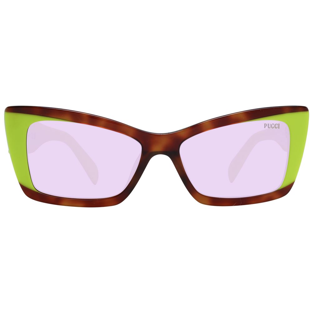 Emilio Pucci Women’s Sunglasses – Multicolor Full-Rim Frame with Purple Lenses, 54mm
