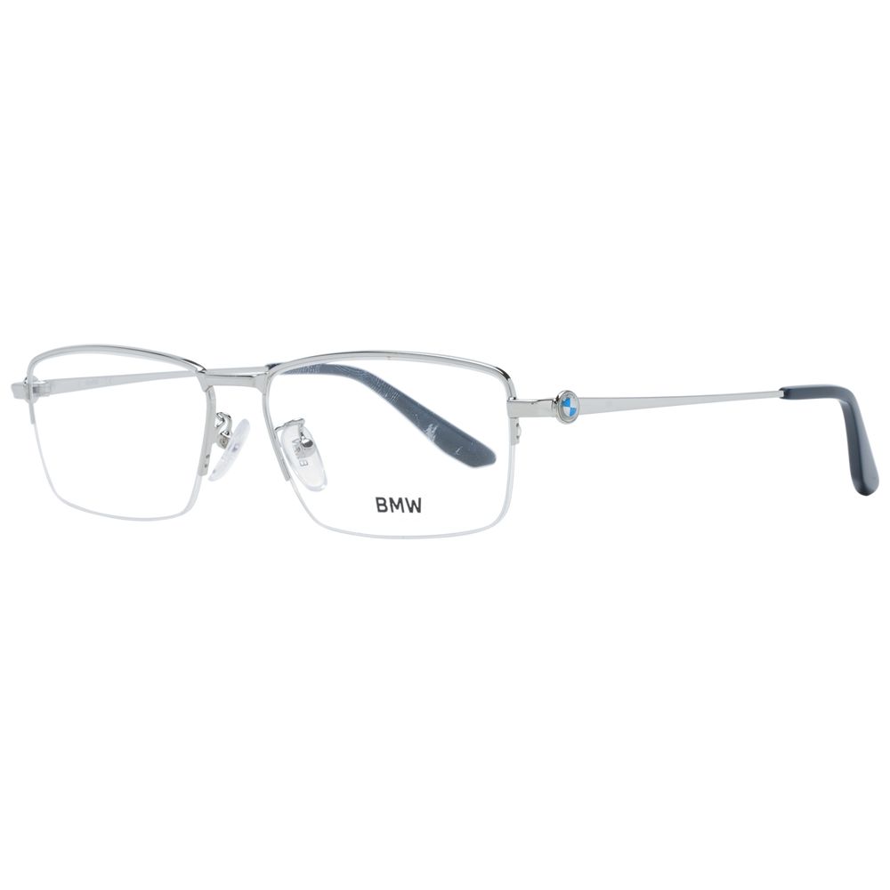 BMW Silver Men's Optical Frames – Stylish Half-Rim Design, 56mm