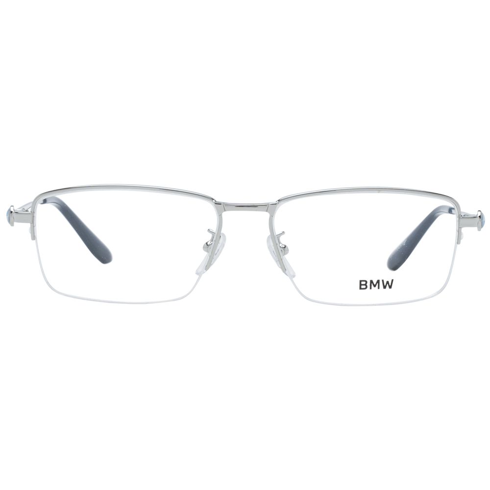 BMW Silver Men's Optical Frames – Stylish Half-Rim Design, 56mm