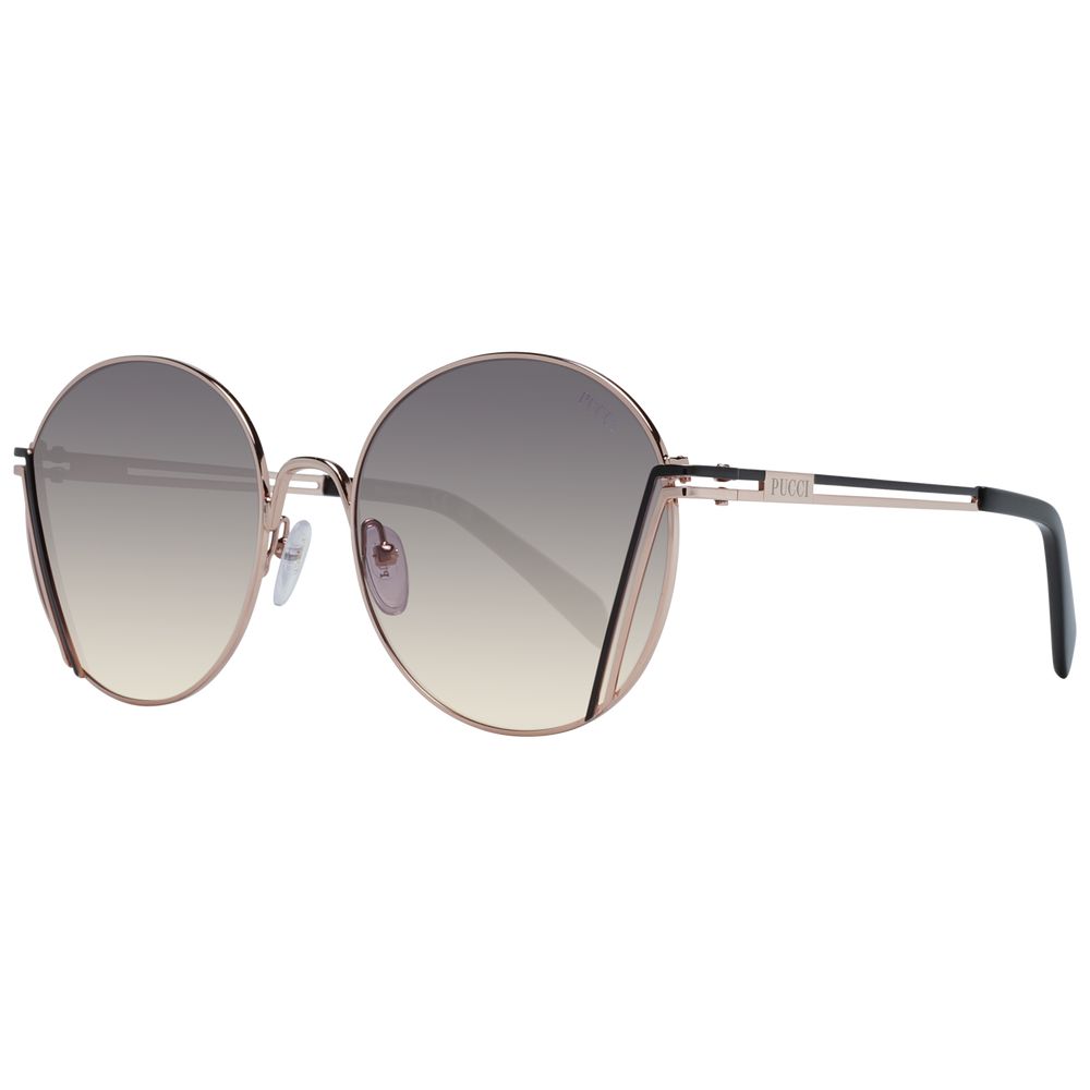 Emilio Pucci Women’s Sunglasses – Round Rose Gold Frame with Grey Gradient Lenses, 58mm
