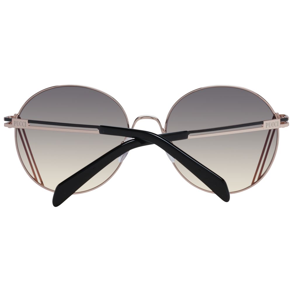Emilio Pucci Women’s Sunglasses – Round Rose Gold Frame with Grey Gradient Lenses, 58mm