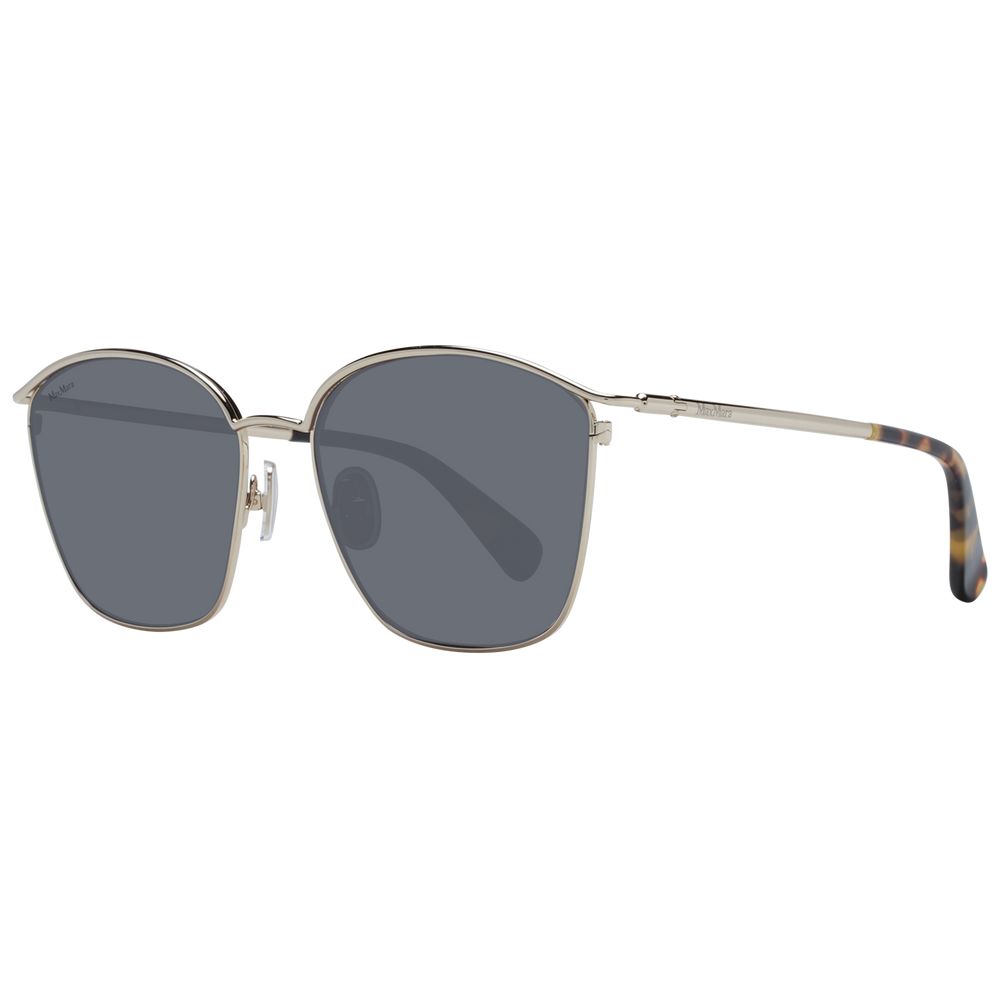 Max Mara Women’s Sunglasses – Gold Full-Rim Square Frame with Green Lenses, 55mm