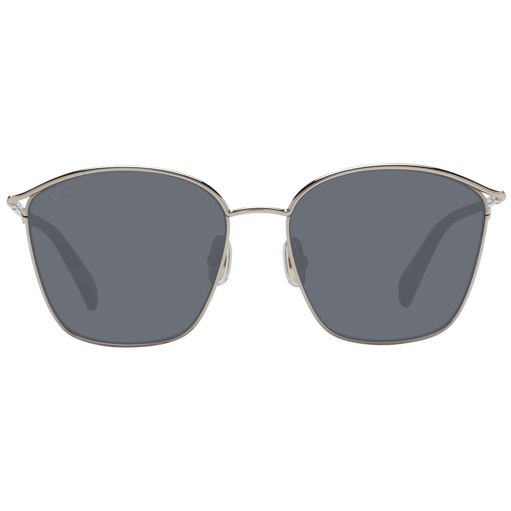 Max Mara Women’s Sunglasses – Gold Full-Rim Square Frame with Green Lenses, 55mm