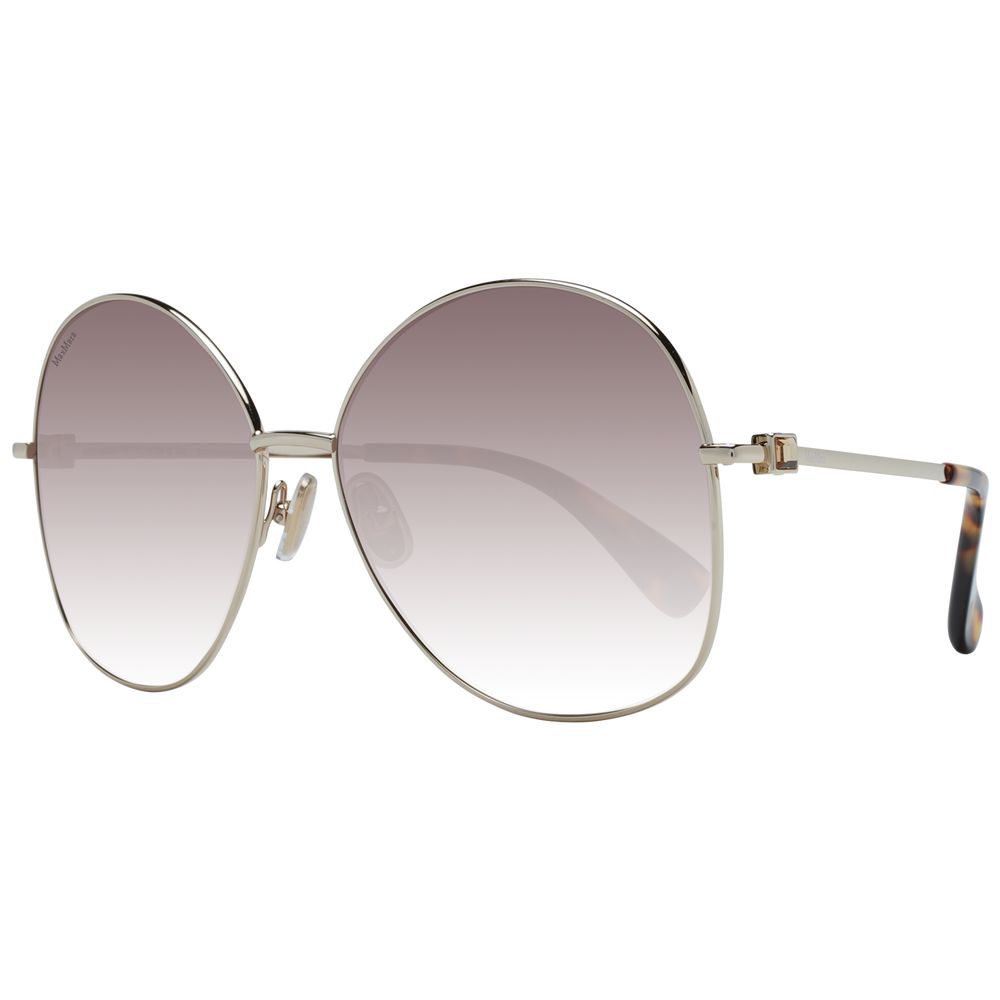 Max Mara Women’s Gold Round Frame Sunglasses with Brown Gradient Lenses