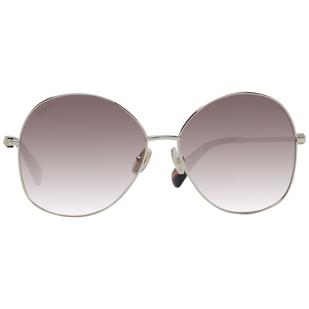Max Mara Women’s Gold Round Frame Sunglasses with Brown Gradient Lenses