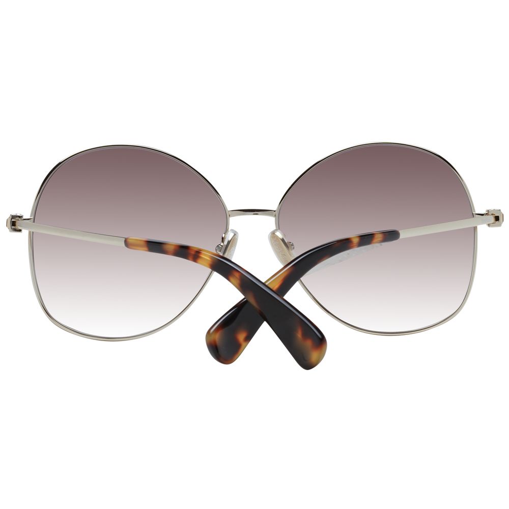 Max Mara Women’s Gold Round Frame Sunglasses with Brown Gradient Lenses