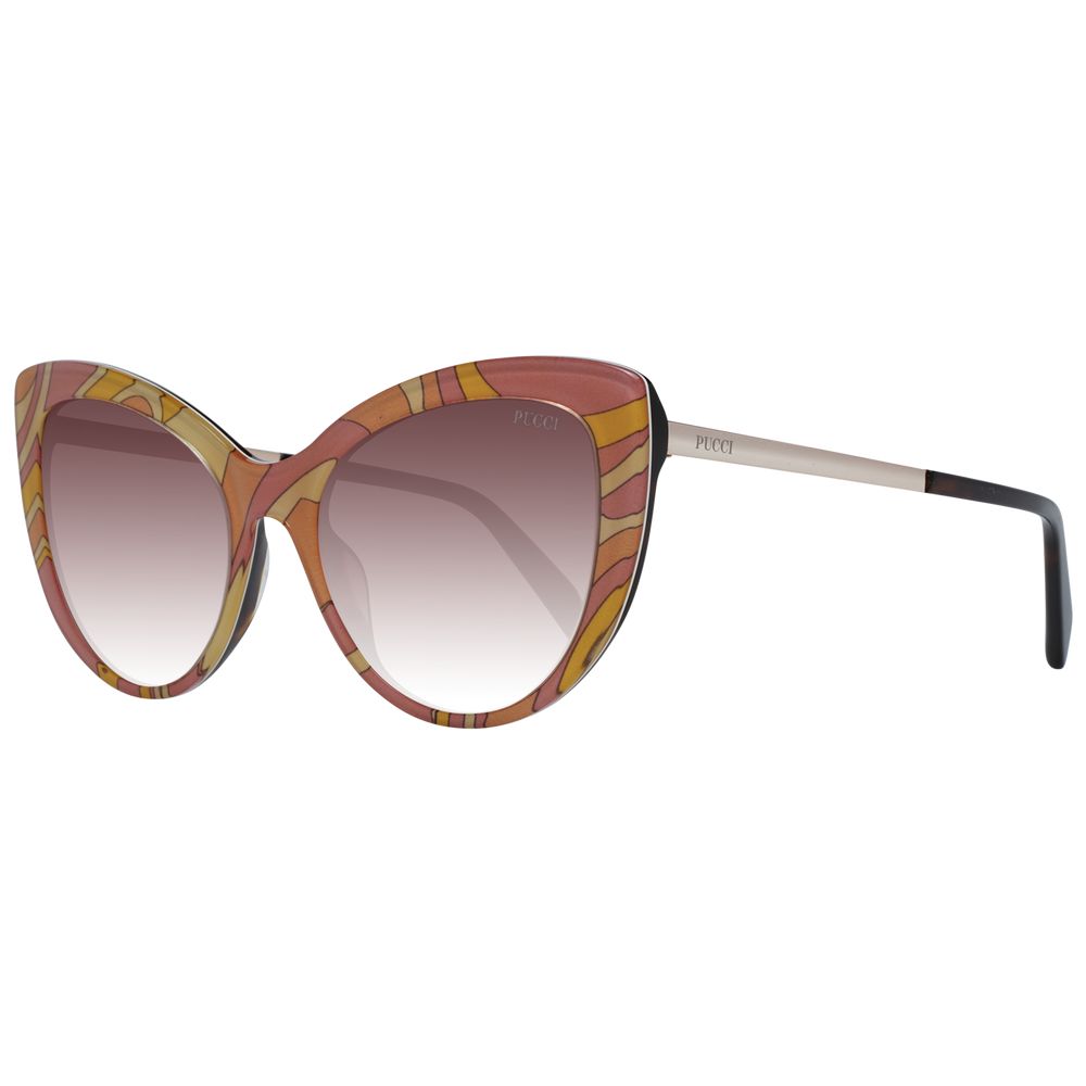 Emilio Pucci Women’s Sunglasses – Multicolor Cat Eye Frame with Brown Gradient Lenses, 56mm