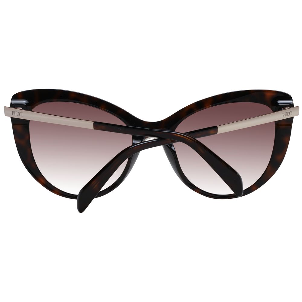 Emilio Pucci Women’s Sunglasses – Multicolor Cat Eye Frame with Brown Gradient Lenses, 56mm