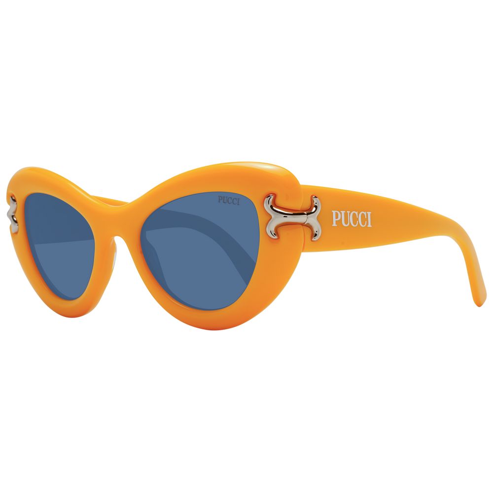 Emilio Pucci Women’s Sunglasses – Yellow Full-Rim Cat Eye with Blue Lenses, 50mm