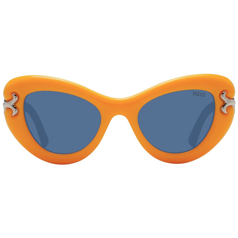 Emilio Pucci Women’s Sunglasses – Yellow Full-Rim Cat Eye with Blue Lenses, 50mm