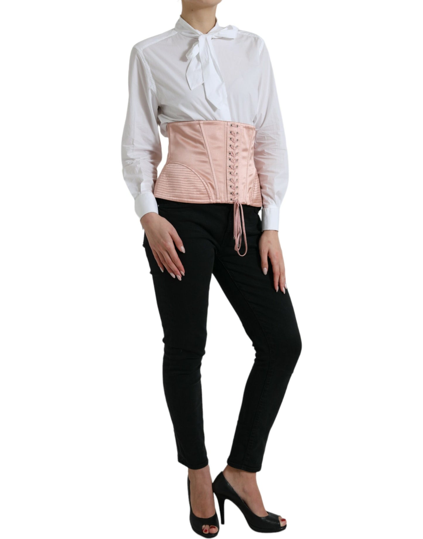 - Elegant Pink Lace-Up Corset Belt