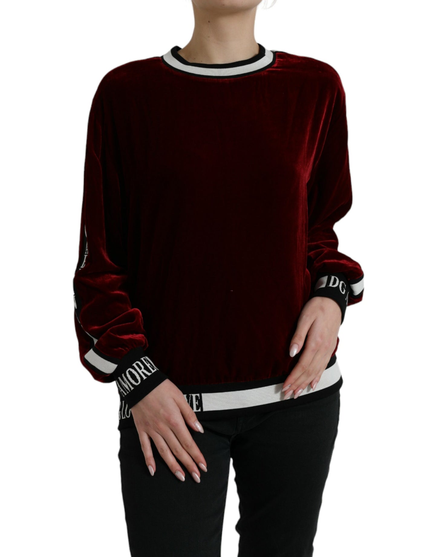 - Elegant Burgundy Silk-Blend Sweater