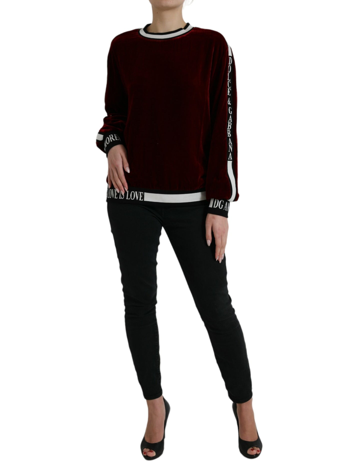 - Elegant Burgundy Silk-Blend Sweater