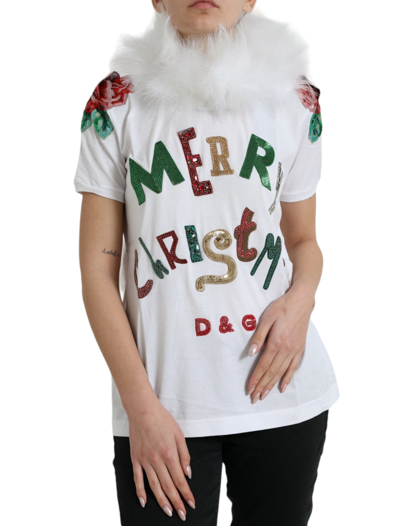 - Elegant Sequined Cotton Tee
