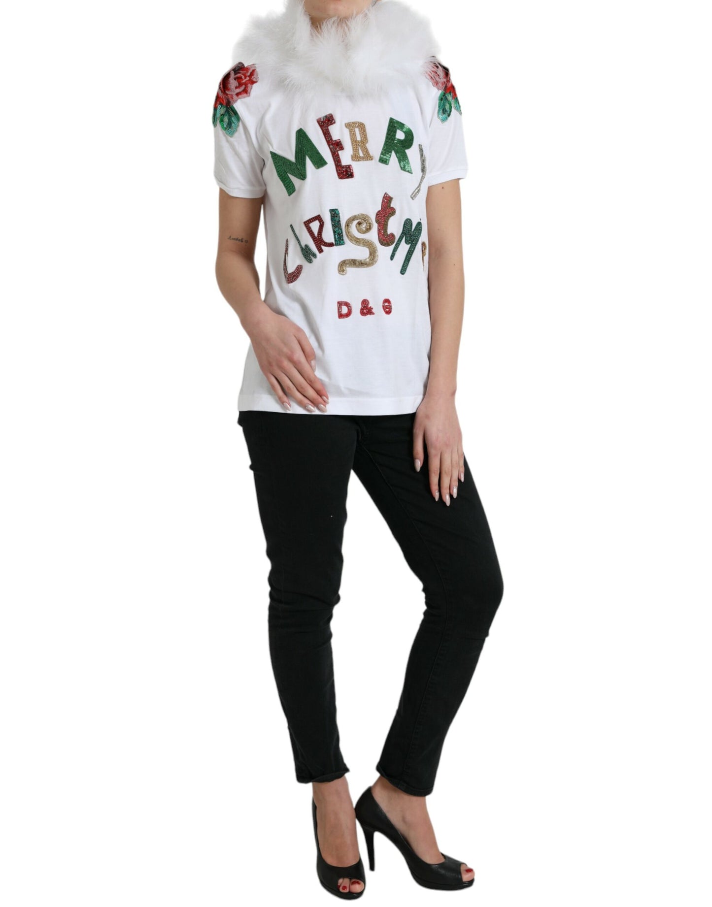 - Elegant Sequined Cotton Tee