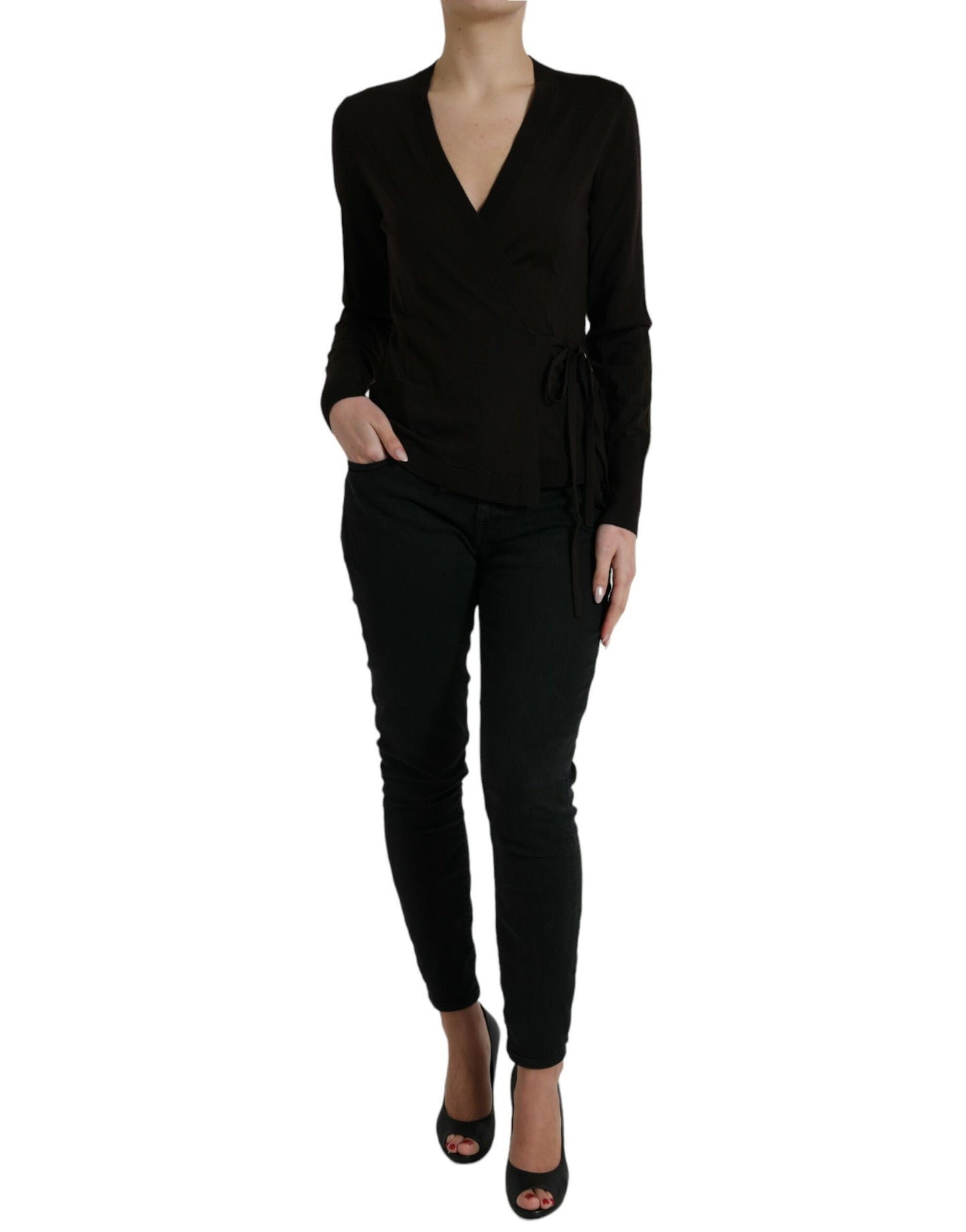 - Elegant Black Virgin Wool Cardigan