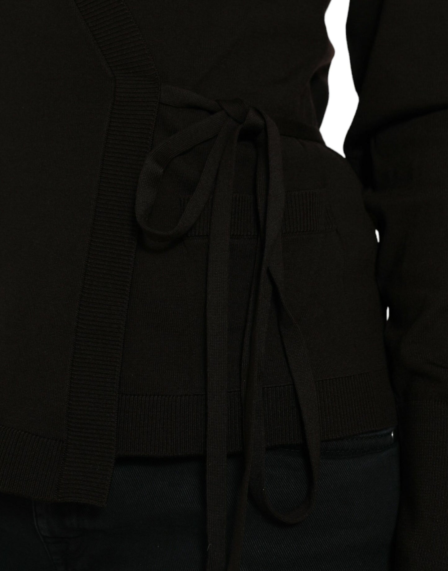 - Elegant Black Virgin Wool Cardigan