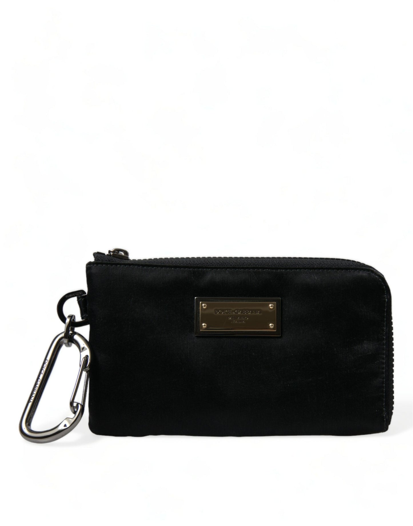 - Elite Black Nylon & Leather Pouch with Logo Detail