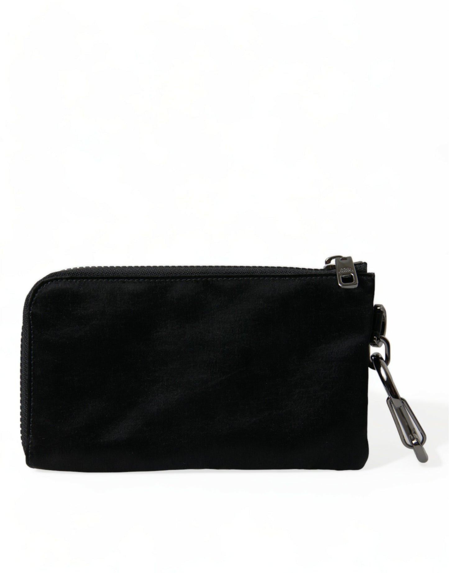 - Elite Black Nylon & Leather Pouch with Logo Detail