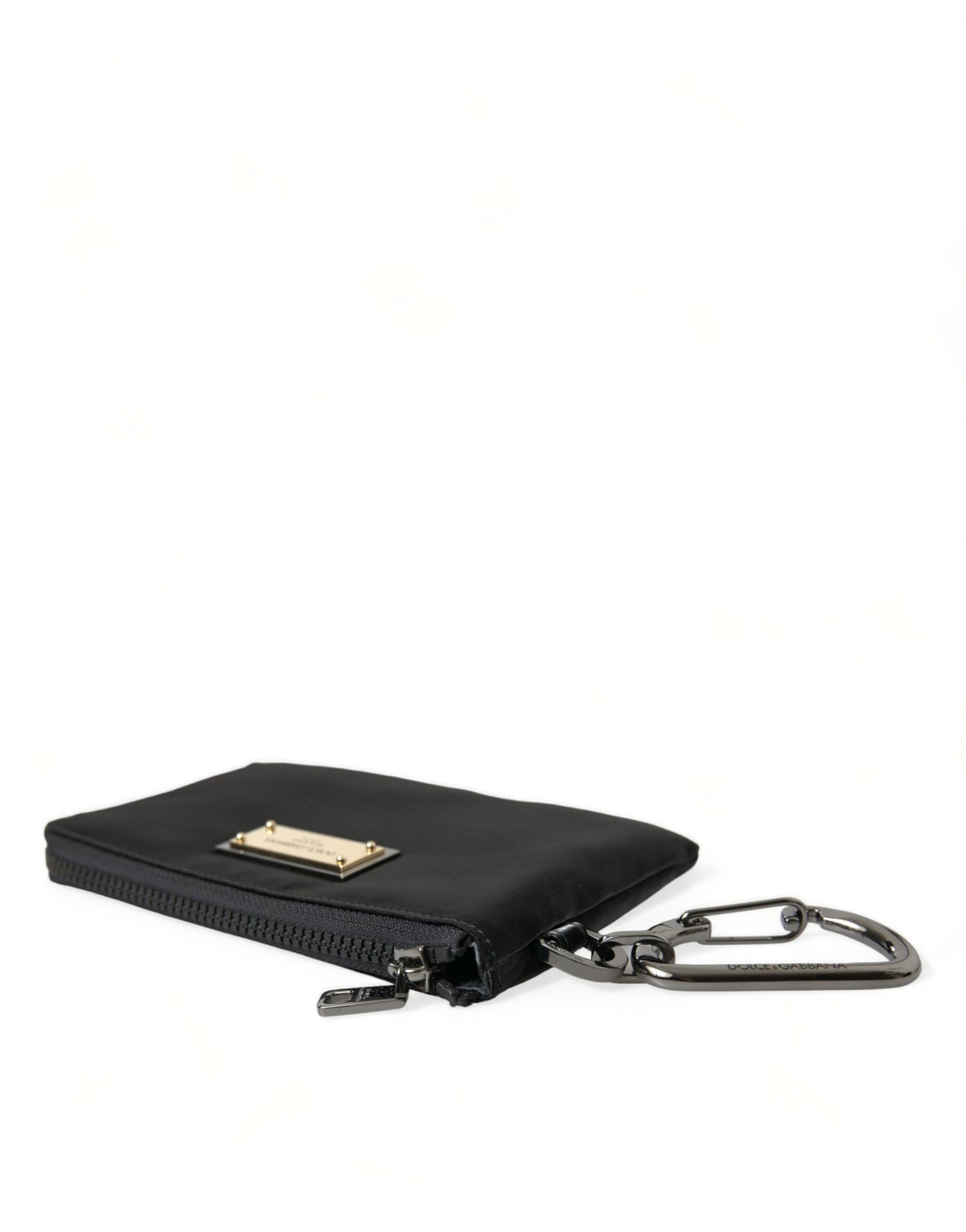 - Elite Black Nylon & Leather Pouch with Logo Detail