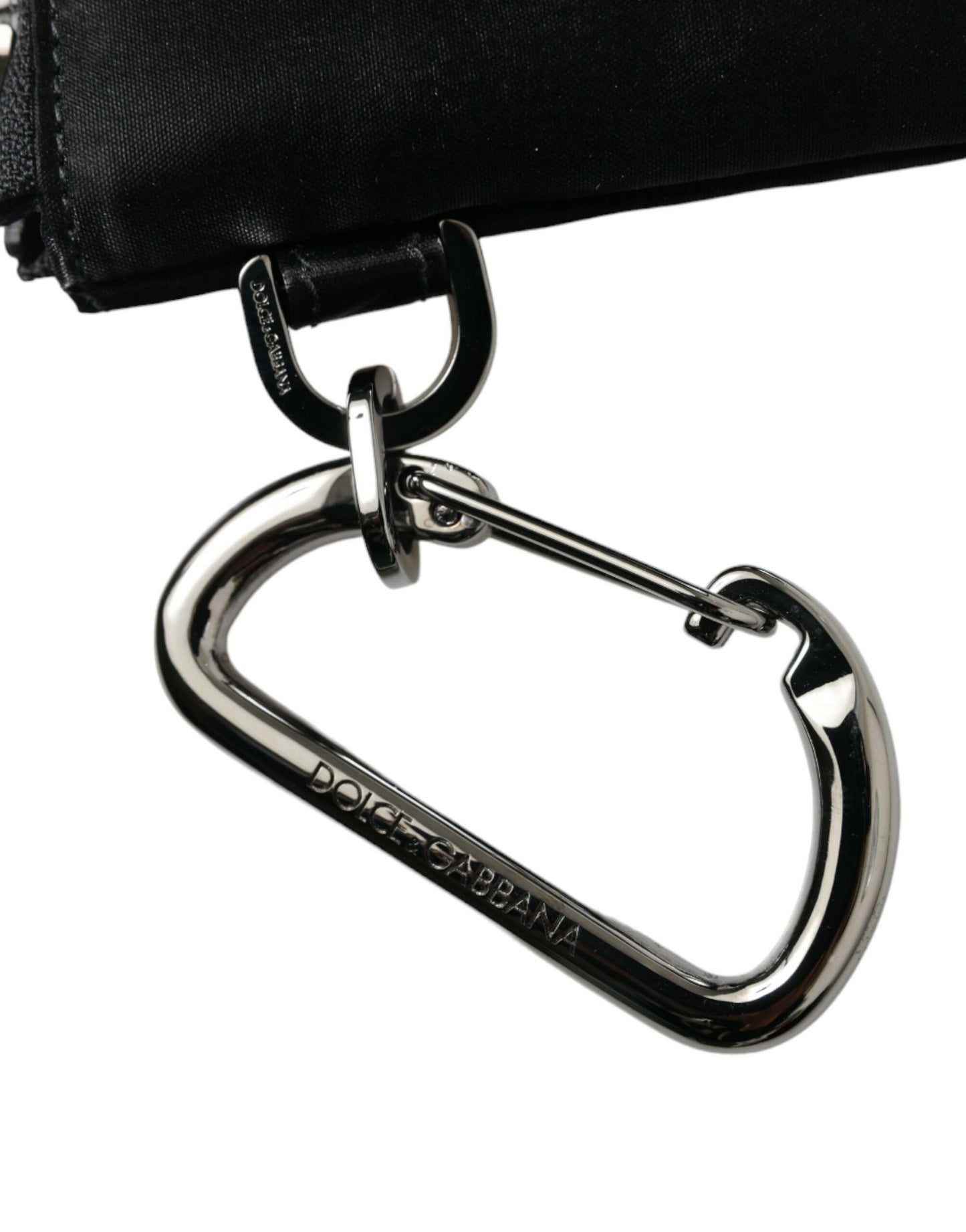 - Elite Black Nylon & Leather Pouch with Logo Detail