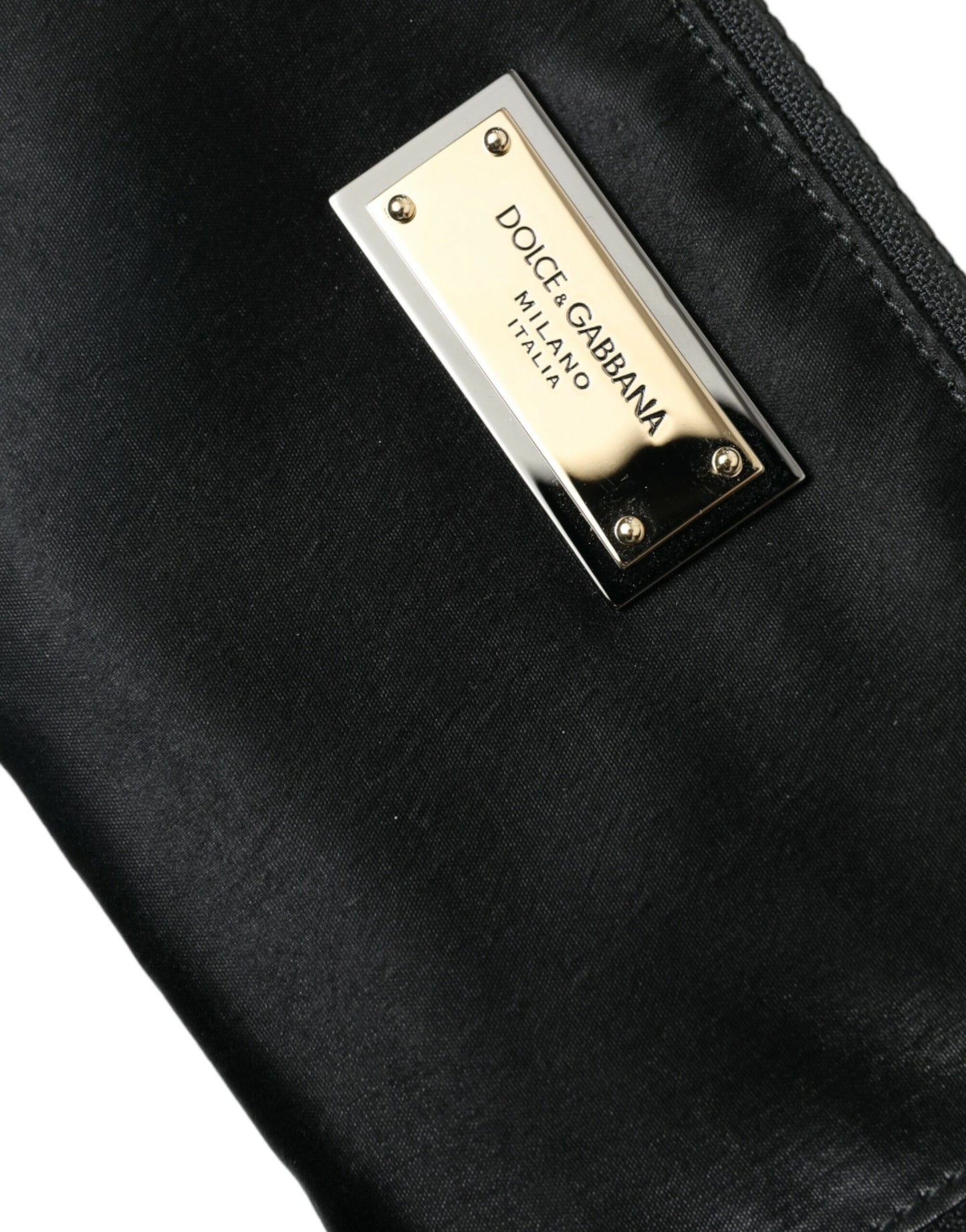 - Elite Black Nylon & Leather Pouch with Logo Detail