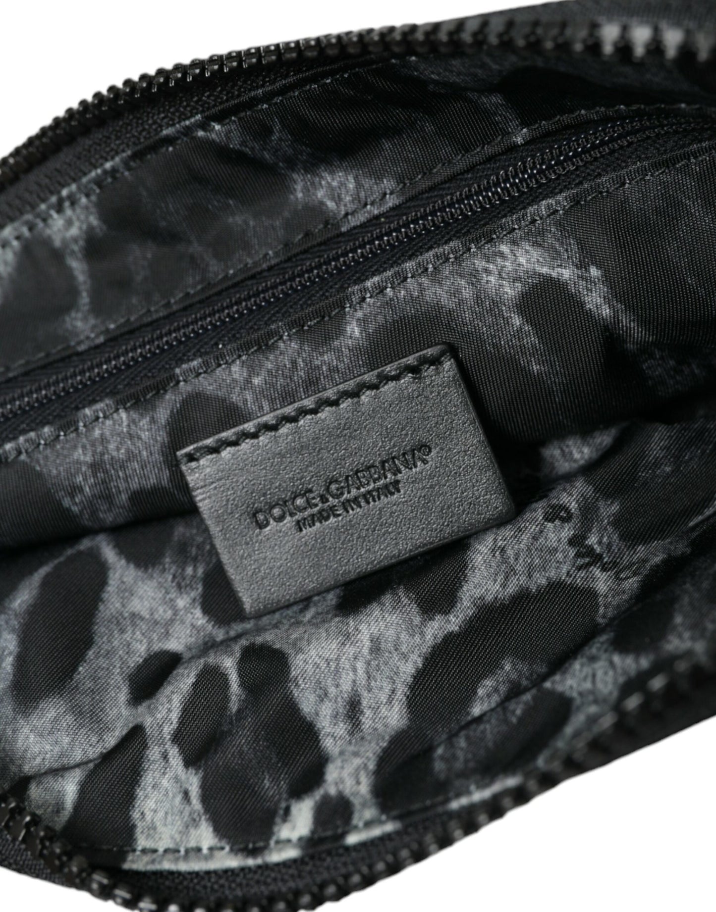 - Elite Black Nylon & Leather Pouch with Logo Detail