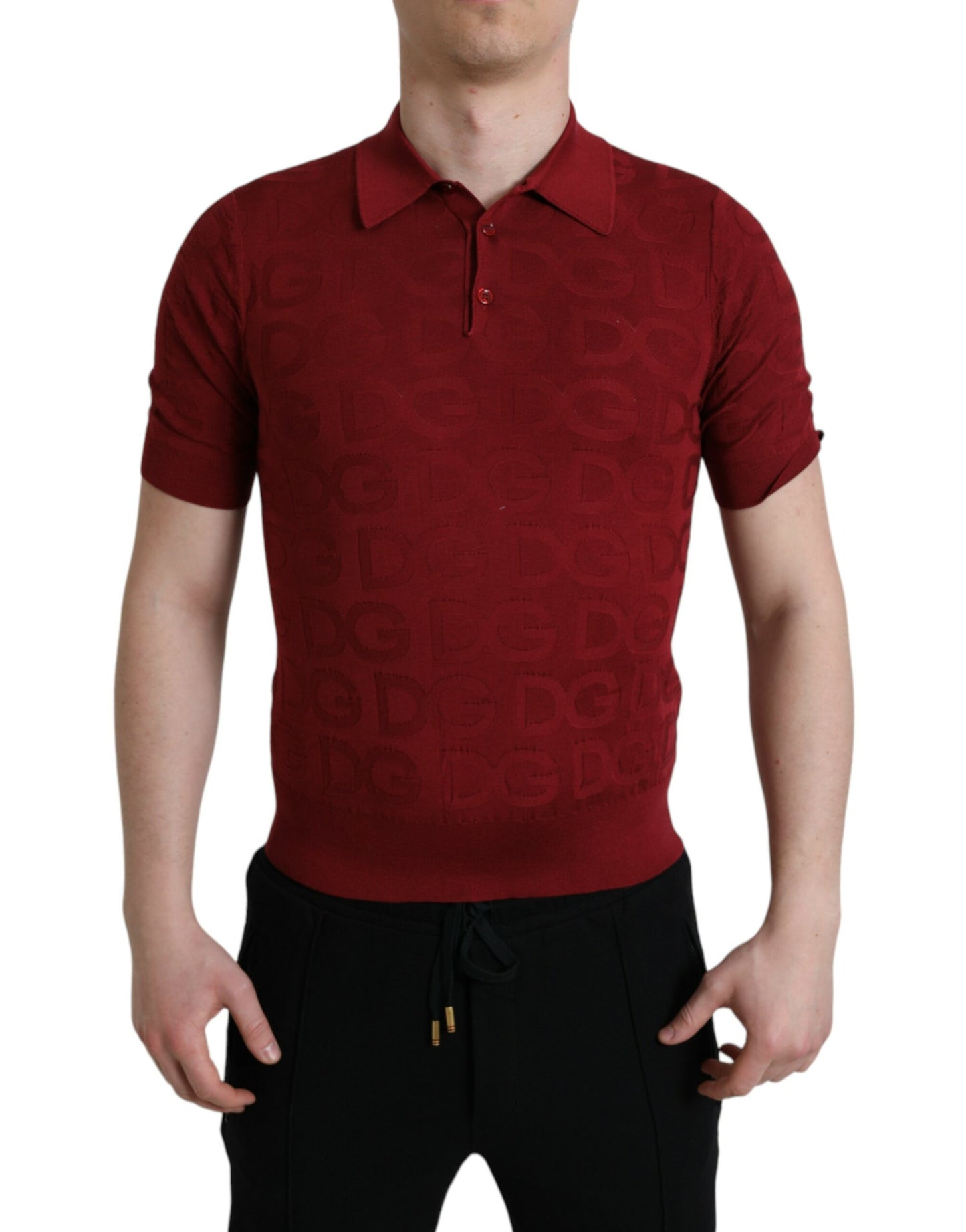 - Elegant Silk Maroon Polo T-Shirt